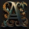 Letter A in a Art Nouveau Style. AI Generated