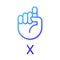 Letter X in ASL pixel perfect gradient linear vector icon