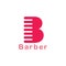 Letter b barbershop simple comb logo vector
