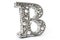 letter b, bejeweled, on white background