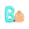 Letter B. Children's alphabet with a cute beaver. Vector illustration for learning English.