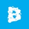 Letter B cloud font symbol. White Alphabet sign on blue sky