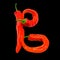 Letter B composed of ripe red chili peppers