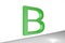 Letter B floating on 3D environment with white wall and grey floor with ambient light refection