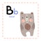 Letter B. Funny Alphabet for young children. Learning English for kids concept with a font in black capital letters in