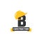 Letter B Helmet Construction Logo Vector Design. Security Building Architecture Icon Emblem