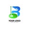 Letter B Initial Golf Flag Logo Design Vector Icon Graphic Emblem Illustration