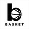 Letter b logo with basketball vector design graphic icon. logo symbol. design illustration. eps 10