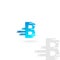Letter B logo. Blue distorted vector icon. Speed concept font.