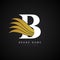 Letter B Logo with Golden Wing Icon, Initial B Wing Logo, Vector