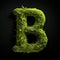 Letter B with moss. Large soft forest font.