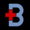 Letter b with plus symbol. Flat and isolated.