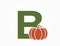 letter b with pumpkin. creative vegetable alphabet logo. harvest and agriculture design. halloween symbol
