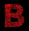 Letter B red artistic fiber mesh style isolated on black