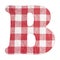 Letter B - Red checkered napkin background - Top view