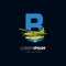 Letter B Water Plane Logo Design Vector Graphic