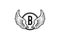 letter B and wing emblem logo.