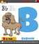 Letter B worksheet with cartoon baboon animal