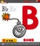 Letter B worksheet with cartoon bomb object