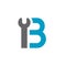 Letter B Wrench Logo Icon. Plumber, Repairman or Mechanic Concept. Blue and Grey Color Vector Illustration