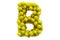 Letter B from yellow apples, 3D rendering
