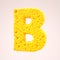 Letter B in a yellow sweet corn style. Vegetable alphabet or bubbles font. 3d rendering