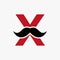 Letter X Barbershop Logo Design. Hairstylist Logotype For Mustache Style and Fashion Symbol