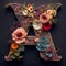 Letter A with beautiful flower decoration