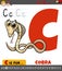 letter C from alphabet with cartoon cobra animal character