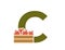 letter c with apple crate. fruit alphabet logo symbol. harvest and gardening design