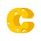 Letter C cheese font. Symbol of cheesy alphabet. Dairy Food type