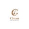 Letter C cleaning service maid logo symbol with broom brush and logotype C icon in elegant premium luxury style