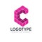 Letter C cube figure logo icon design template elements