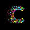 Letter C in Dispersion Effect, Scattering Circles/Bubbles,Colorful vector