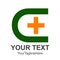 Letter C green and plus cross orange icon medical logo