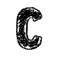 Letter C. Handwritten by chalk. Bold font. Vector illustration. Grunge style alphabet