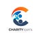 Letter C logo with family design community, Charity icon