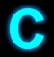Letter C neon light full isolated on black