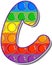 Letter C. Rainbow colored letters in the form of a popular children's game pop it.