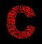 Letter C red artistic fiber mesh style isolated on black