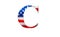 Letter C with stars and stripes US flag lettering font