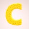 Letter C in a yellow sweet corn style. Vegetable alphabet or bubbles font. 3d rendering
