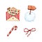 Letter, candy cane, bow and snowball with tag