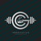 Letter CG Personal Trainer and Massage therapist with dumbbell icon. Virtual CrossFit and fitness vector official logo template