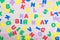 Letter cluster with message Happy Birthday