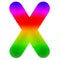 Letter X. Colored, fluffy, hairy font. 3D rendering