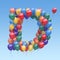 Letter D from balloons in the sky. Text letter for  holiday, birthday, celebration.