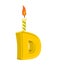 Letter D birthday font. Letter and candle. anniversary alphabet