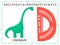 Letter D of childish English alphabet with cute baby dinosaur. Kids font with funny animal for kindergarten and