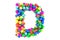 Letter D from colored balloons, 3D rendering